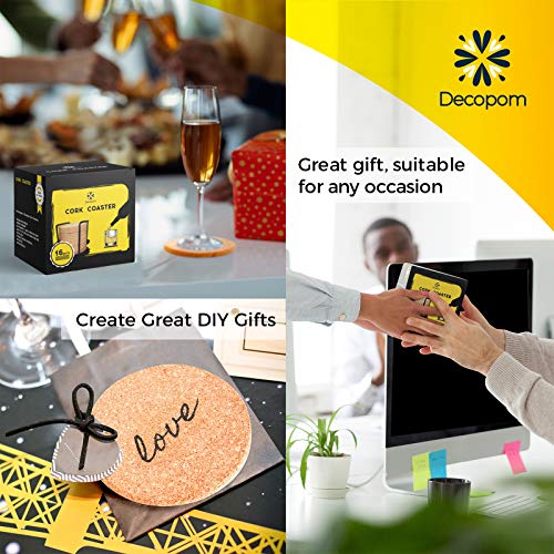 Cork Coasters for Drinks with Metal Holder (16 Count)