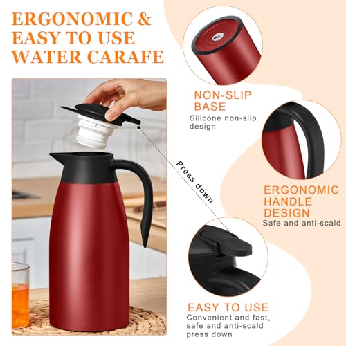 2 Pcs Thermal Coffee Carafe Insulated Stainless Steel Coffee Carafe for Hot Liquid Vacuum Thermal Pot Creamer Pitcher Dispenser with Brushes Keeping Hot Water Milk (2 Count)