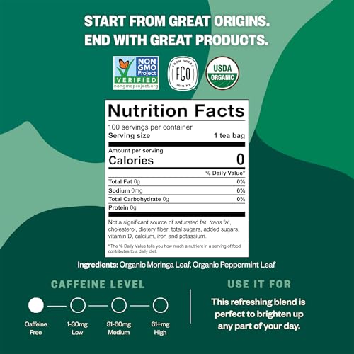 Organic Moringa Mint Tea (100 Count)