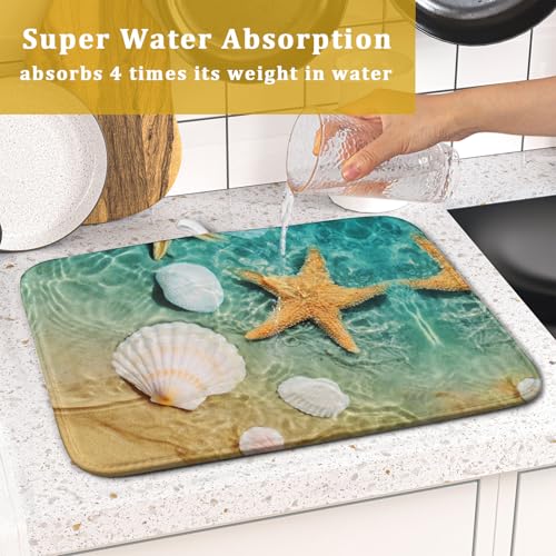 Summer Beach Style Dish Drying Mat for Kitchen Counter