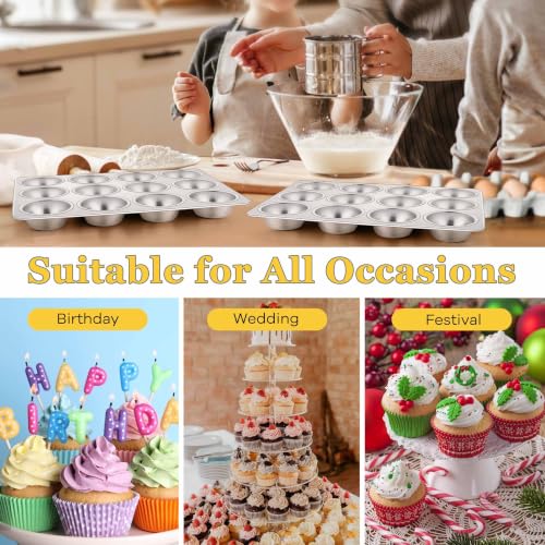 Stainless Steel Muffin Cupcake Pans 12