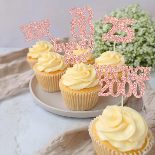 24Pcs 25th Birthday Cupcake Toppers Glitter Twenty (24 Count)