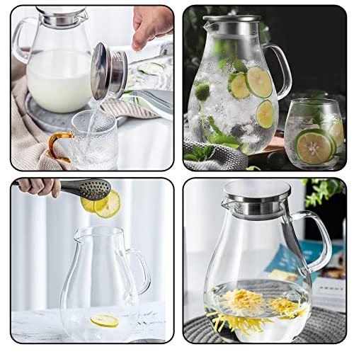 84.5oz Borosilicate Glass Teapot with 304 Stainless Steel Lid & Built