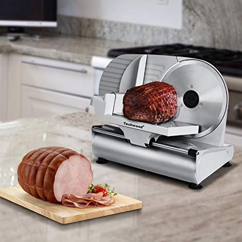Meat Slicer Techwood Electric Deil Food Slicer with Removable 9” Stainless Steel Blade