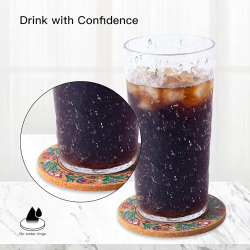 Cork Coasters for Drinks Absorbent Non Slip 12pcs 4 Inch Turkish (12 Count)