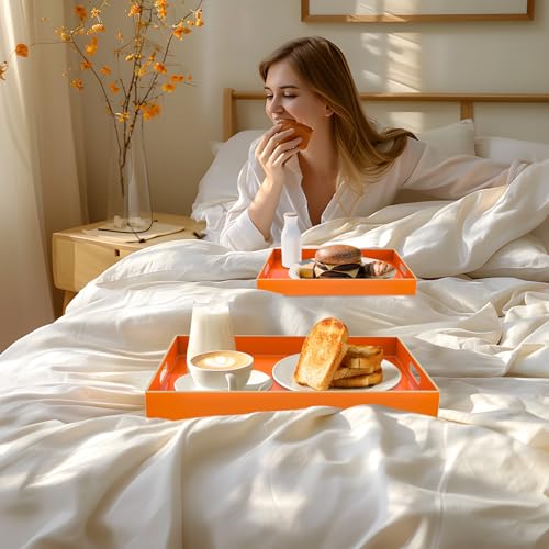 Orange Serving Tray with Handles (2 Count)