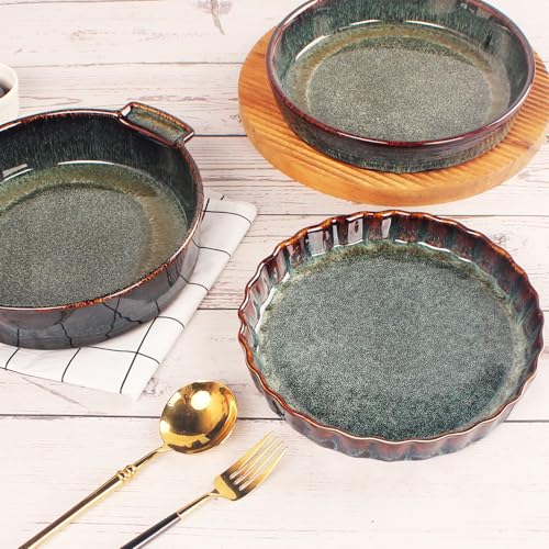 7 Inch Ceramic Pie Pan Quiche Dish 13.5 Ounces Baking Pan (2 Count)