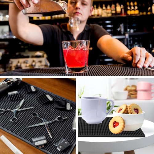 2 Pack 12 x 24 Inch Black Coffee Bar Mats (2 Count)