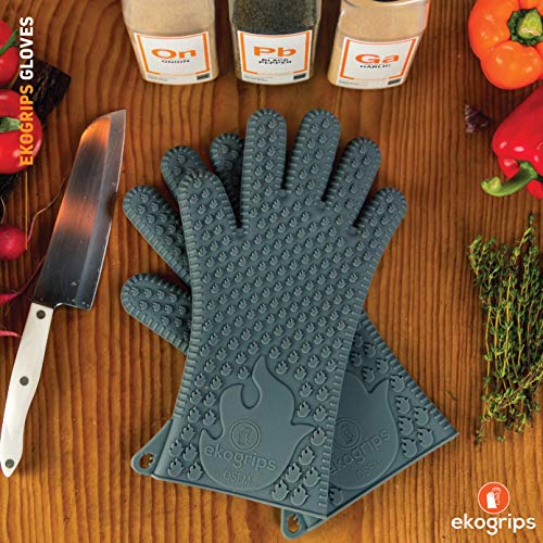 Ekogrips Premium Heat Resistant BBQ Grilling Gloves for Indoor and Outdoor Cooking (2 Count)