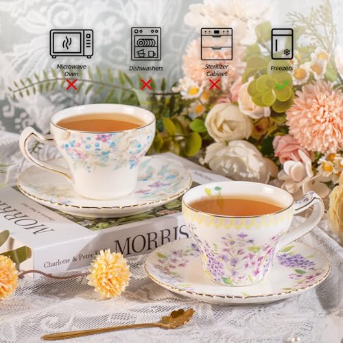 Tea Cups and Saucers Set of 2 (2 Count)