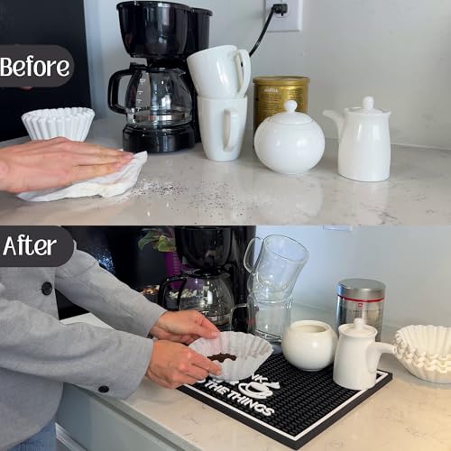 First I Drink the Coffee Then I Do the Things Silicone Station Mat for Countertop 18x12 in