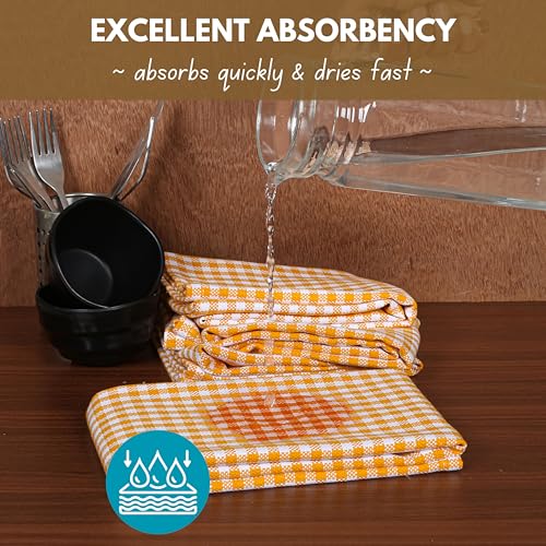 4 Pack Yellow Gingham Cotton Dish Towels 16"x26"
