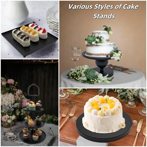 Set of 7 Black Cake Stands Metal Dessert Display Holder Table Decor (7 Count)