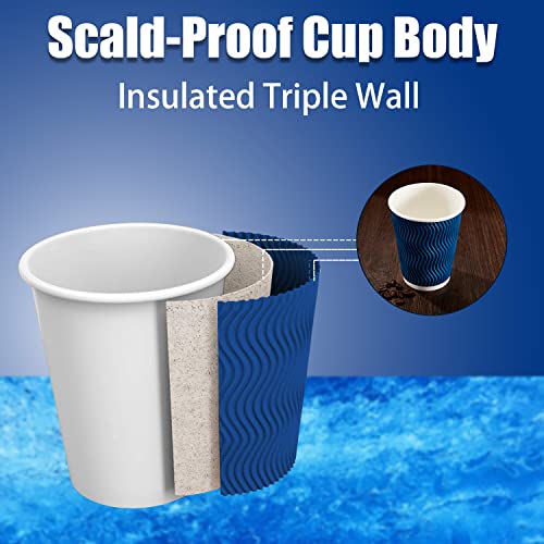 10 oz Coffee Cups 120 Pack Disposable Insulated Corrugated Paper Cup (120 Count)