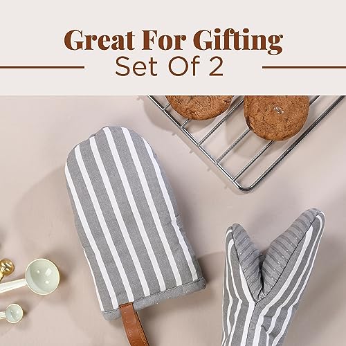 Oven Mitts Striped Gray (2 Count)