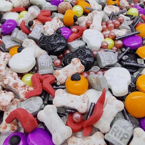 Halloween Sprinkles Mixed Color Eyes & Gravestones & Bones & Skull Cake Decorations Topper Edible Themed Sprinkles For Cookie Decorating