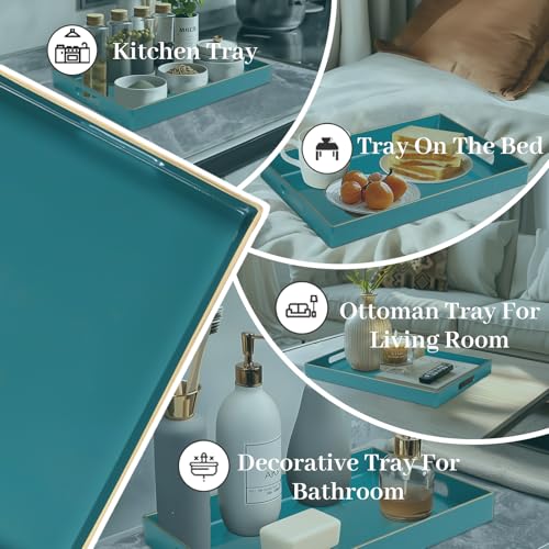 Teal Decorative Tray for Coffee Table