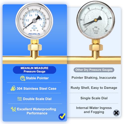 0~15Psi Dry Low Pressure Gauge Stainless Steel 1