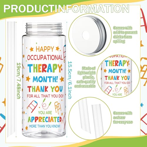 24 Pcs 14.2oz OT Month Tumbler Plastic with Lid and Straw (24 Count)