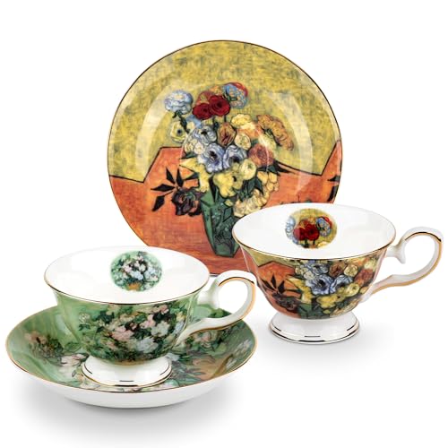 Floral Tea Cups Saucers Set of 2 (2 Count)