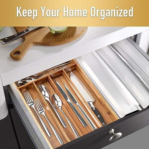 Silverware Organizer Kitchen Drawer Organizer Utensil Organizer Acacia Silverware Holder Cutlery Organizer in Drawer Flatware Organizer Tray