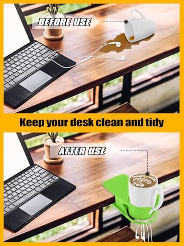 3PCS Drinking Cup Holder Clip Kalolary Chair Desk Bottle Cup Stand DIY Glass Clamp Storage Saucer Clip with Groove for Potted Plant Beverage Coffee Mug Holder Clip for Home Office (3 Count)