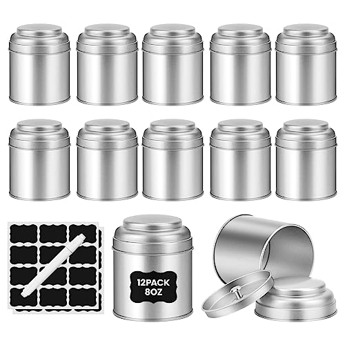 Tea Tin with Airtight Double Lids for Loose Leaf Tea Storage (12 Count)