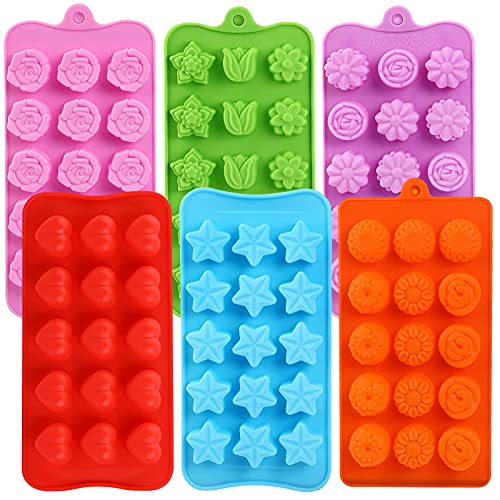 Flower Shape Chocolate Candy Molds Set (6 Count)
