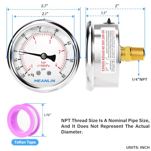 30inHG~60Psi Vacuum Pressure Gauge 1