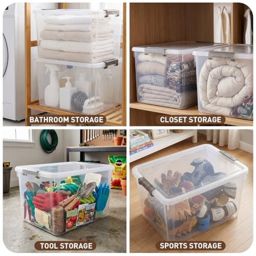 6 Packs 44.4 QT Plastic Storage Bins with Lids Large Stackable Storage Containers for Organizing Clear Storage Box for Garage (6 Count)