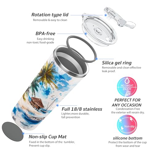 Vacuum Insulated Stainless Steel Tumbler Travel Mug 26 oz Coffee Cup with 2 Lids and Straws