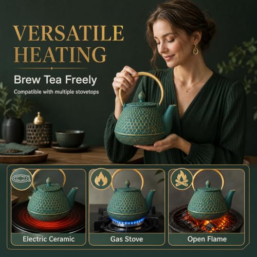 54oz Cast Iron Tea Kettle for Stovetop