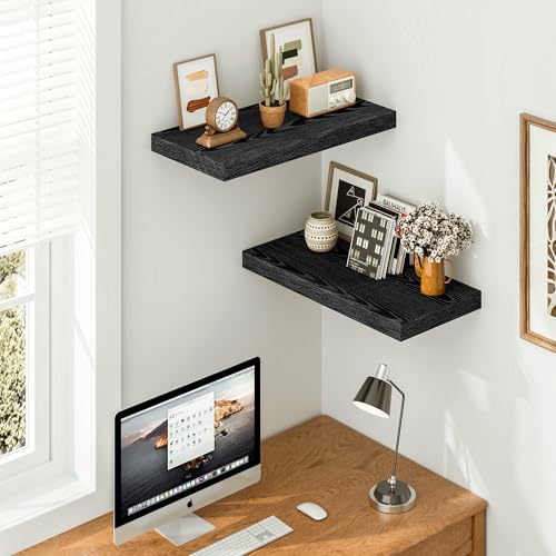 24 Inches Black Floating Shelves (2 Count)