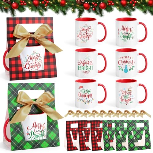 12 Sets Christmas Coffee Mugs with Mug Boxes 12 oz (12 Count)
