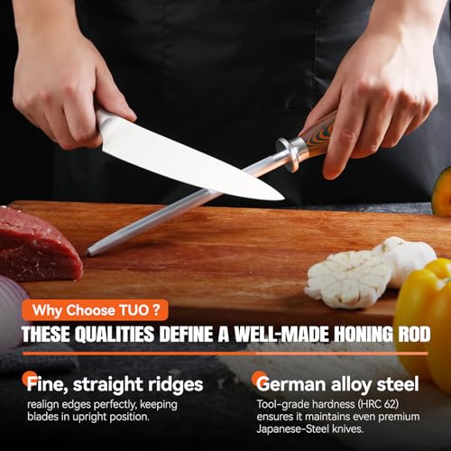 Honing Rod Sharpening Steel with Larger Diameter for Kitchen Knife Daily Honing Maintenance