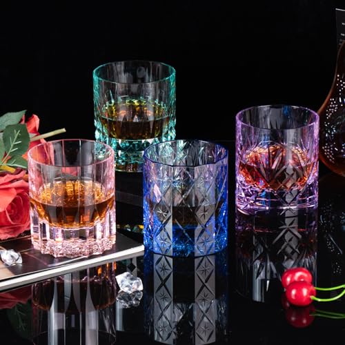 Crystal Whiskey Glasses Set of 2 Hand Blown Old Fashioned Glasses