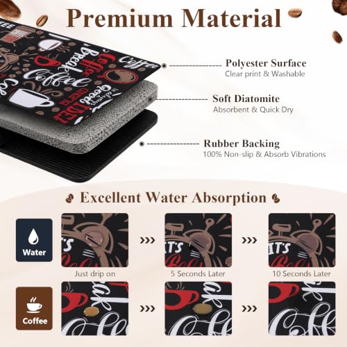 Coffee Mat 2 Pack 12x19 Inch Absorbent Non