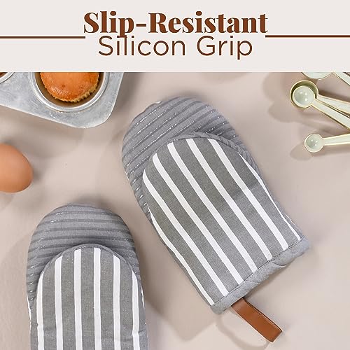 Oven Mitts Striped Gray (2 Count)