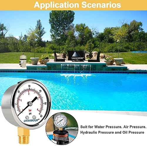 Lead Free Water Pressure Gauge 60 Psi