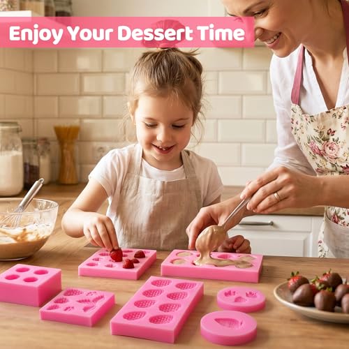 5 Packs Strawberry Mold Strawberry Chocolate Mold Fruit Silicone Molds Fondant Molds for Cake Decorations
