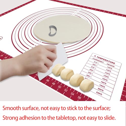 Dough Mat Silicone Baking Mats for Rolling Pastry Kneading Sheet Sourdough Bread Baking Supplies Red 28x20" 0.45mmT