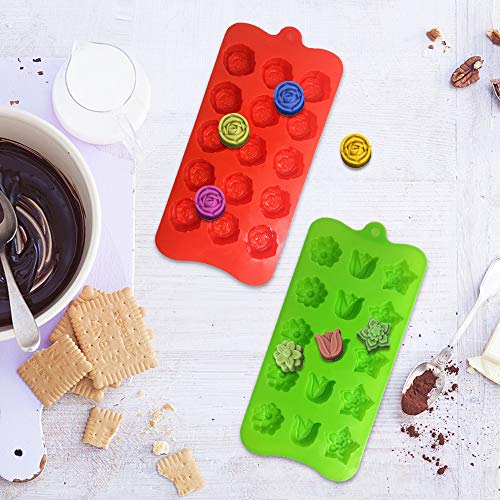 4 PACK Flower Shape Chocolate Candy Molds Set