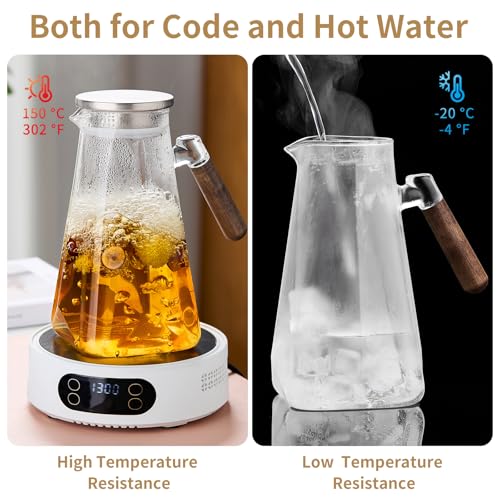 2L Glass Pitcher with Lid and Spout
