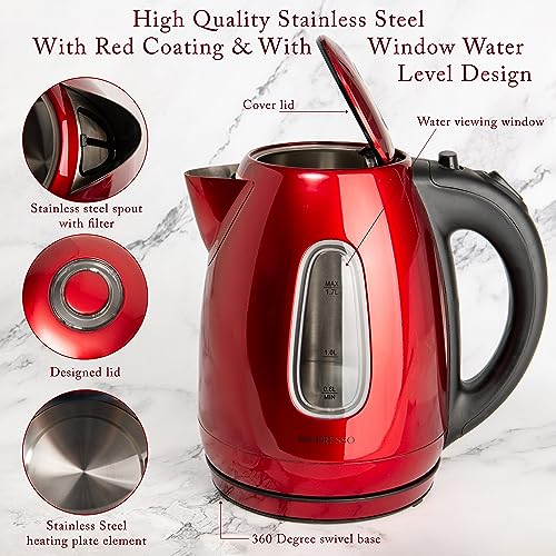 Red Stainless Steel Electric Kettle