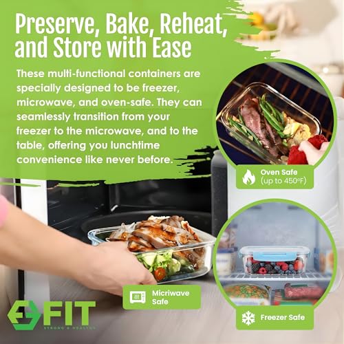 Glass Meal Prep Containers 2 and 3 Compartments (4 Count)