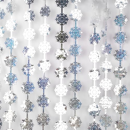 Party Snowflake Backdrop Hanging Snow Flakes Foil Fringe Curtain (2 Count)