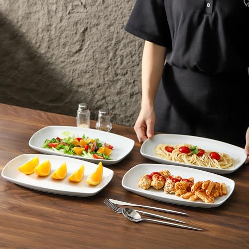 White Rectangular Plate Set (4 Count)