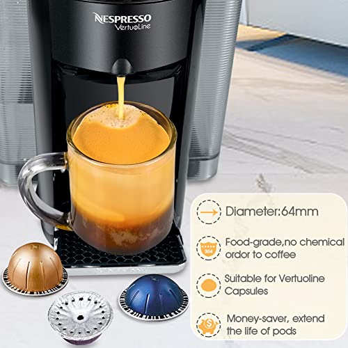 Aluminum Foils Lids to Reuse Vertuoline Capsules Coffee Pods Compatible with Nespresso VertuoLine Machine 64mm (400 Count)