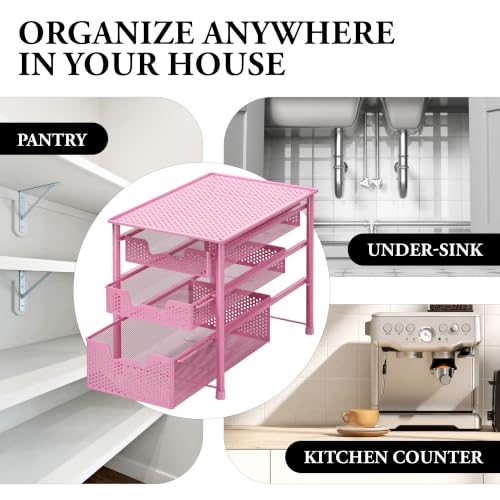Stackable 3 Tier Sliding Basket Organizer Drawer