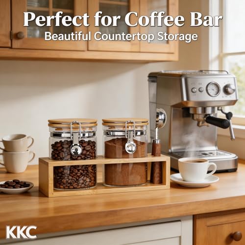 KKC Airtight Coffee Canister Set of 2 with Scoops & Bamboo Lids (5 Count)